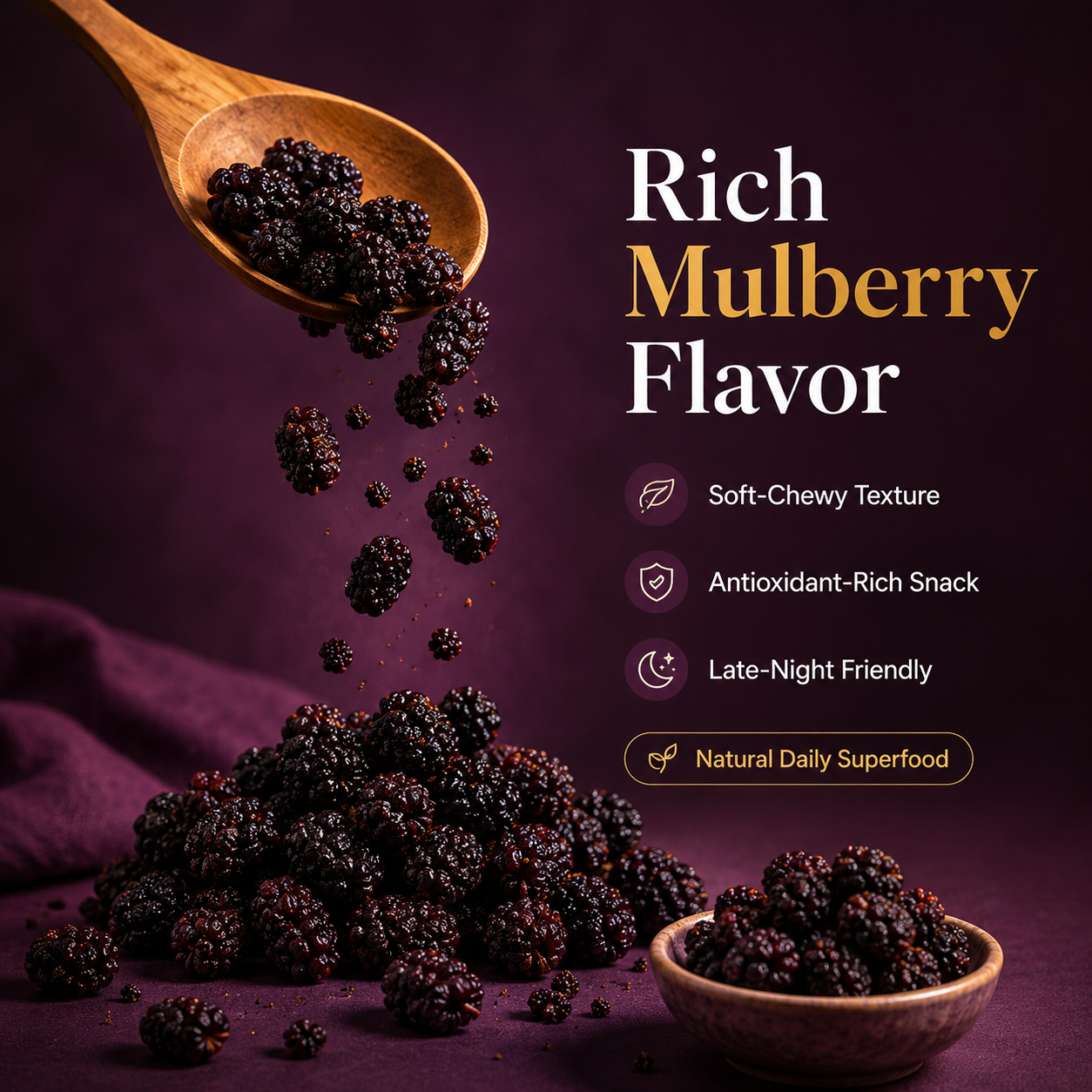 Dried Mulberries – Nourish Liver & Kidney, Darken Hair, Perfect for Night Owls-JXX