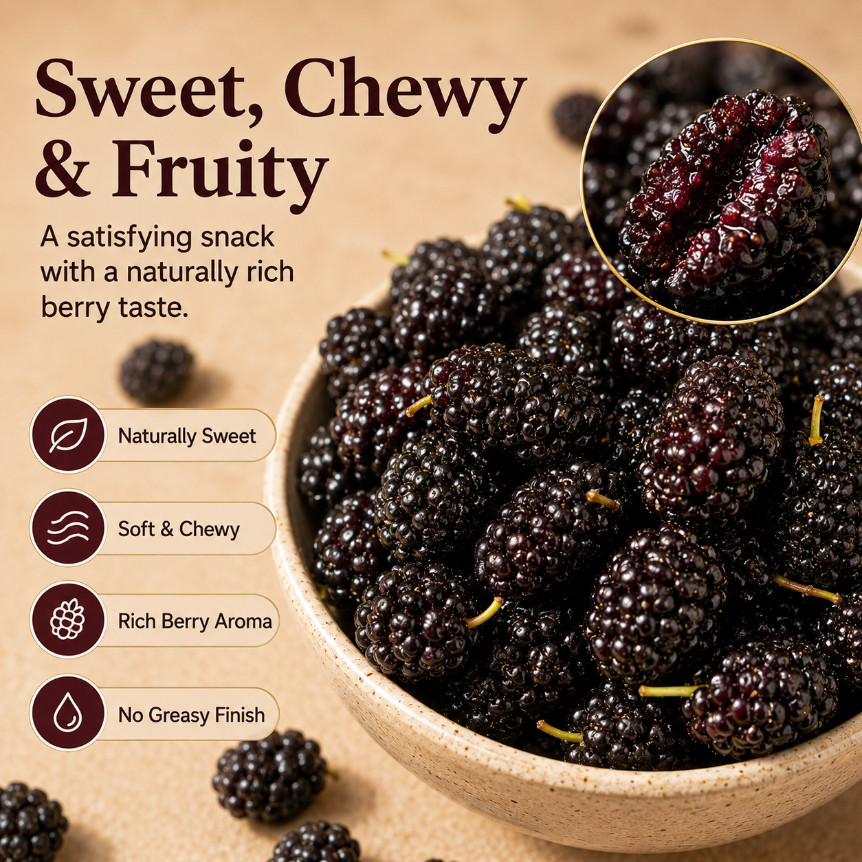Dried Mulberries – Nourish Liver & Kidney, Darken Hair, Perfect for Night Owls-JXX